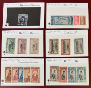 Egypt, 1924-1947, Stock on 102 Cards , Mint, LH/H, Used, Cat. Val. $350.00