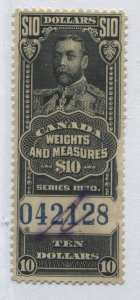 Canada KGV Weights & Measures $10 used  
