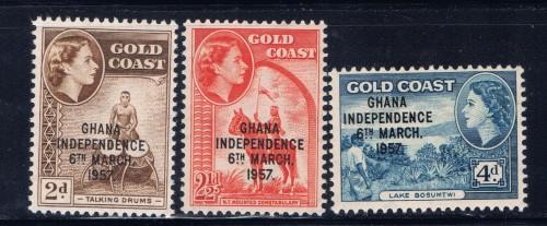 Ghana 25-27 NH 1957 Independence overprint 