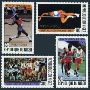 Niger 527-530,531,MNH.Mi 714-717,Bl.30. Olympics Moscow-1980.Winners:Javelin,