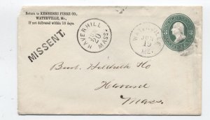 1879 Waterville ME to Harvard MA stamped envelope missent Haverhill [h.4837]