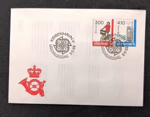 D)1988, DENMARK, FIRST DAY COVER, ISSUE, EUROPE, TRANSPORTATION AND