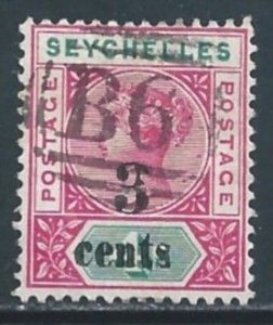 Seychelles #22 Used 4c Queen Victoria Surcharged