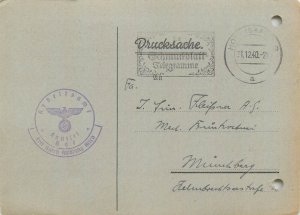 E0053 Germany printed matter postal card (Drucksache) 1940