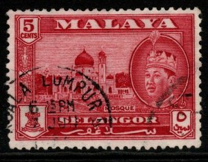 MALAYA SELANGOR SG132 1962 5c CARMINE-LAKE FINE USED