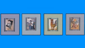 Art Paintings BLUE Picasso Yemen YAR Vienna Proof/Essay 4 sheets of 1 