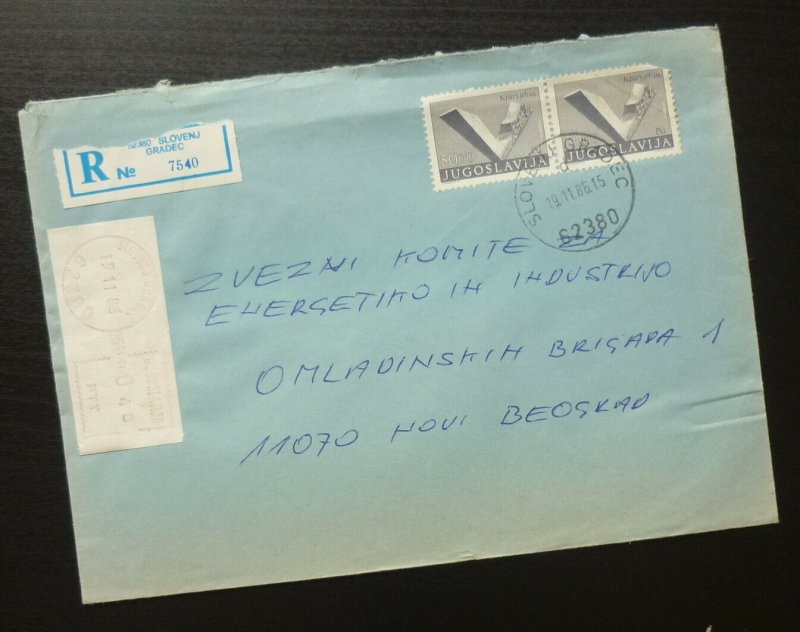 Slovenia 1986 Yugoslavia Cover Sent from Slovenj Gradec to Belgrade Serbia BR2