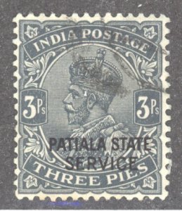 India- Convention States, Patiala, Scott #o40, Used