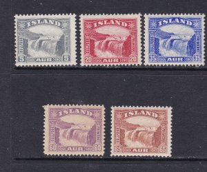 Iceland Scott 170-174, 1931-32 Gullfoss to 65a, F/ VF MNH.  Scott $142