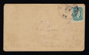 GENUINE CSA SCOTT #11 BLUE CIVIL WAR COVER TIED WITH OCT-28 RICHMOND CDS CANCEL