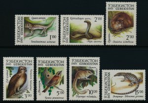 Uzbekistan 7-13 MNH Animals, Birds, Snake