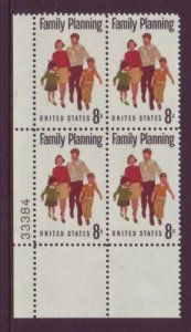 1972 Family Planning Plate Block Of 4 8c Postage Stamps -MNH, OG- Sc#1455 -CX310