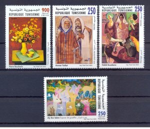 2002- Tunisia-Commemoration of Great Artist Painters Works- Compete set 4v.MNH** 