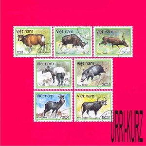 VIETNAM 1988 Nature Fauna Wild Animals Cattle Ox Deer Tapir Boar 7v Mi 1981-1987