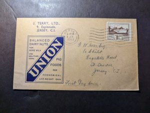 1943 England British Channel Islands First Day Cover FDC Jersey to Guernsey CI