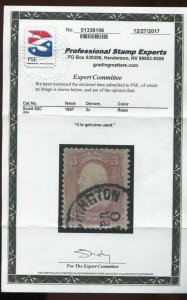 85C Washington Z-Grill Used  Stamp with PSE Cert  HZ77