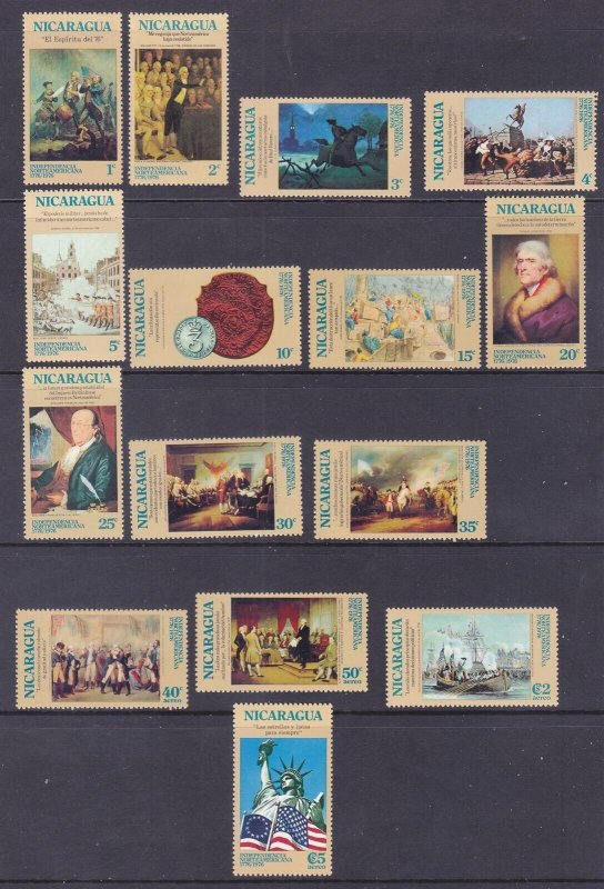 Nicaragua 978-988 & C876-C879 MNH 1975 American Bicentennial Full Set of 15 VF