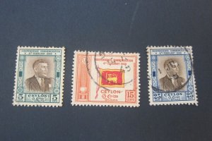 Ceylon 1949 Sc 301-3 FU