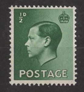 Great Britain #  230  King Edward VIII  ½d   1936   (1) Mint NH