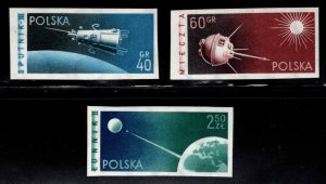 Poland Scott 875-877 MNH**1959 Imperforate Space stamp sets