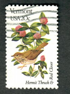 1997 Vermont Birds and Flowers used single - perf 10.5 x 11