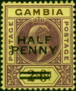 Gambia  1906 1/2d on 2s6d Purple & Brown-Yellow SG69  Fine MM 2