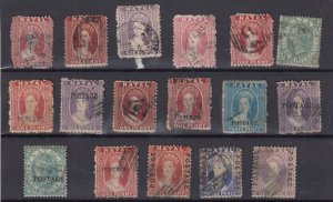 Natal QV 1859/69 Chalon Collection Of 17 Used BP9938