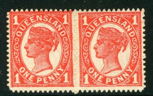 Queensland 1897 1p  Vermillion  SG 259 Perf 13½x Roulette 12½ Mint D403 ⭐⭐⭐⭐⭐⭐