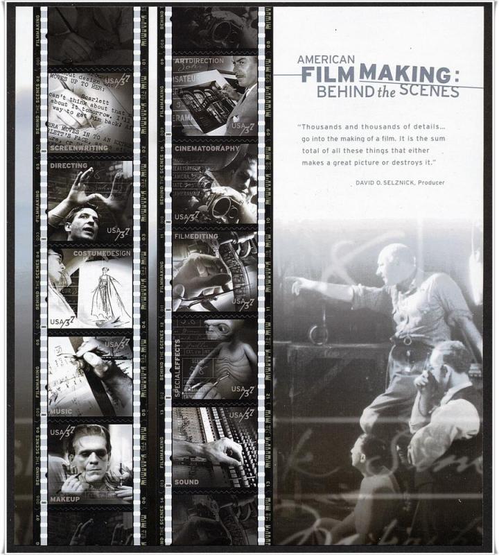 SC#3772 37¢ American Filmmaking Sheet of Ten (2003) SA