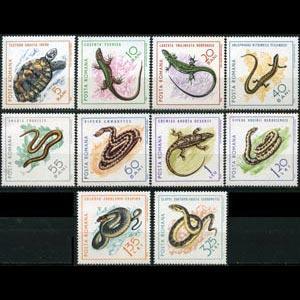 ROMANIA 1965 - Scott# 1719-28 Reptile Set of 10 NH