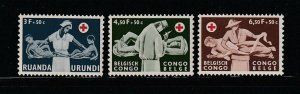 Belgian Congo B40-B42 Set MNH Red Cross