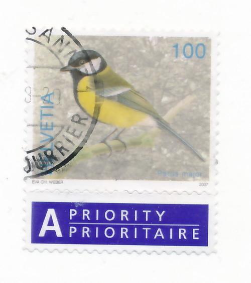 Switzerland  2007  Scott 1274 used - 100c, Bird, Parus Major