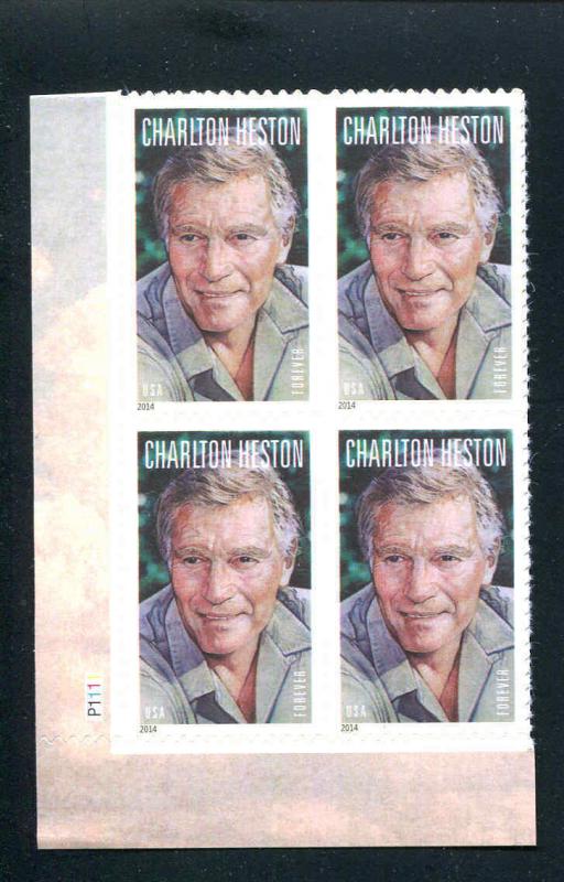 US 4892 Legends of Hollywood Charlton Heston Forever Plate Block MNH 2014