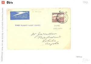 SOUTH WEST AFRICA Cover AIR *Official* Angola*First Flight-West Coast* 1939 D216