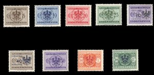 German WWII Occupation, Laibach #Mi. 1-9 Cat€80, 1944 Postage Dues, complet...