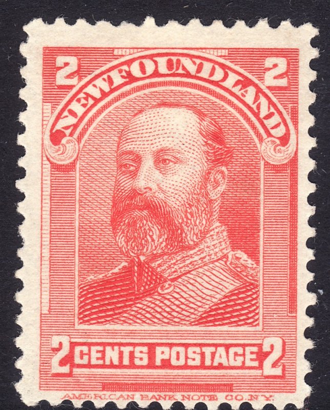 Sc# 82 1897 Newfoundland Canada Edward VII Prince of Wales 2¢ MHH CV $11.50