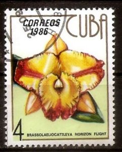 CUBA Sc# 2882  ORCHIDS Tropical Flowers  4c  1986  used cto