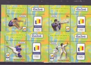 ROMANIA 2016 STAMPS Rio Olympics Brazil MNH POST set with labels sport