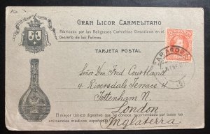 1905 Zaragoza Spain Advertising Postcard Cover To London England Caramelitano