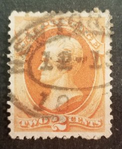 NEW YORK CANCEL - US Scott 178 US Stamp 1875 2c Jackson Used z1327