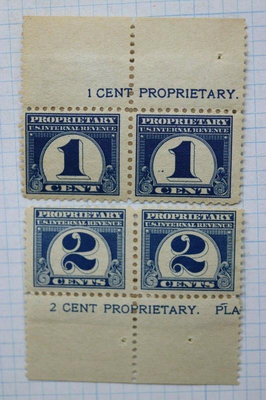 US IR Proprietary 1c 2c sc#RB65 RB66 Pair Mint stuck Margin Slevage Revenue