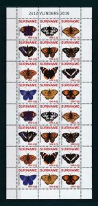 Suriname Surinam 2010 Tropical butterflies sheetlet of 2 sets MNH