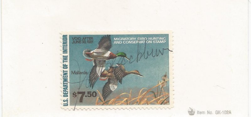 US FEDERAL DUCK STAMP, SCOTT# RW47, MNH, OG, SIGNED