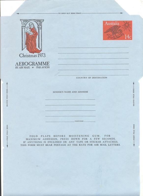 Australian Aerogramme ASC A42a 14c Christmas 1973