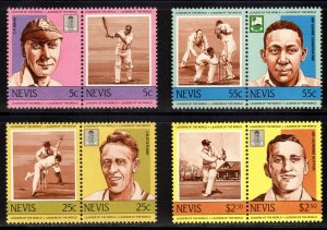 Nevis 1984 Mi#186/193 CRICKET PLAYERS I Set of 4 Pairs MNH