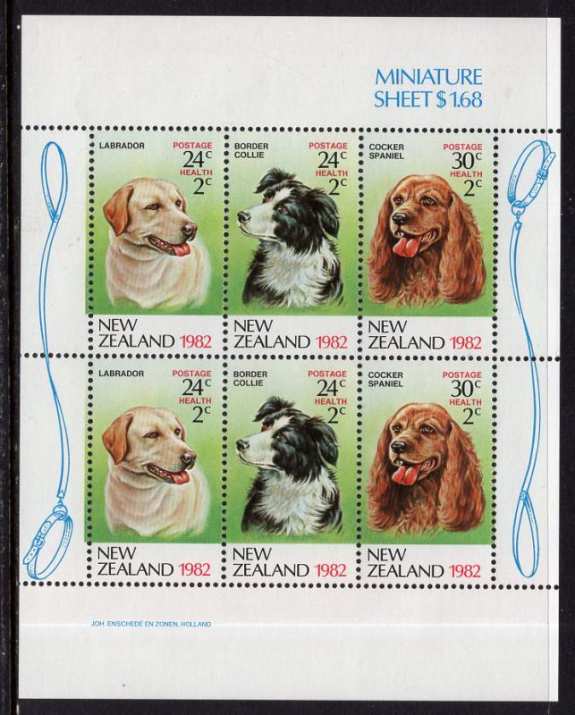 New Zealand B114a Dogs Souvenir Sheet MNH VF