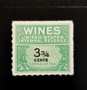 1942 3 3/4c U.S. Internal Revenue, Cordial & Wine, Green Scott RE115 Mint NH