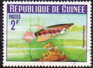 Guinea 320 - Cto - 2fr Six-barred Epiplatys (1964) (1)