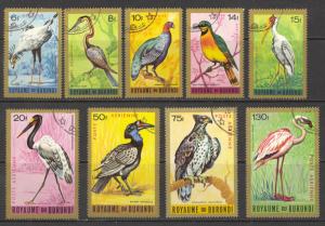 Burundi Sc# C8-C16 Used 1965 6fr-130fr multi Birds