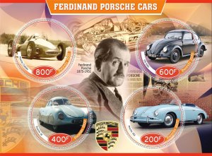 Stamps.Cars Ferdinand Porsche 2020 year 1+1 sheets perf Rwanda